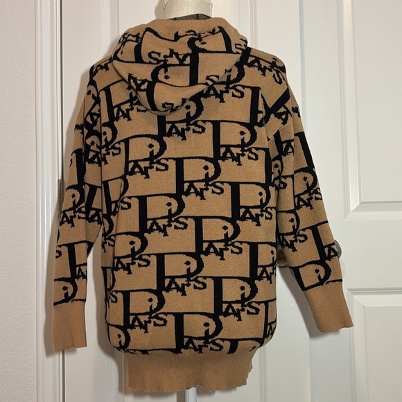 CC Fashion Brown/Black Paris Hoodie Size L/XL - Picture 3 of 7